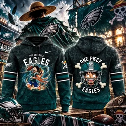 Philadelphia Eagles x One Piece 2026 Graphic Hoodie for Football and One Piece Fans