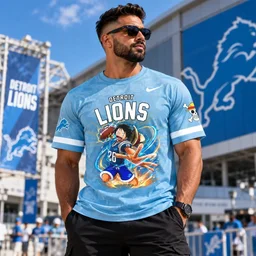 Detroit Lions x One Piece 2026 Graphic Shirt for Football and One Piece Fans