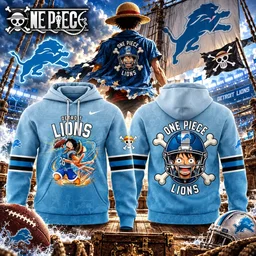 Detroit Lions x One Piece 2026 Graphic Hoodie for Football and One Piece Fans