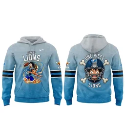 Detroit Lions x One Piece 2026 Graphic Hoodie for Football and One Piece Fans
