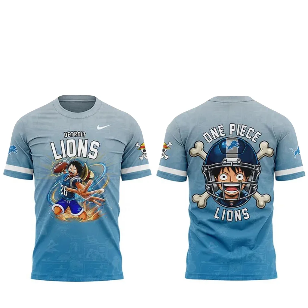 Detroit Lions x One Piece 2026 Graphic Shirt for Football and One Piece Fans