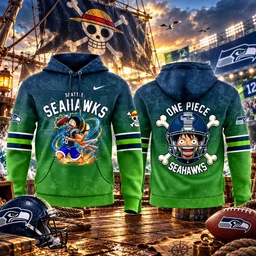 Seattle Seahawks x One Piece 2026 Graphic Hoodie for Football and One Piece Fans