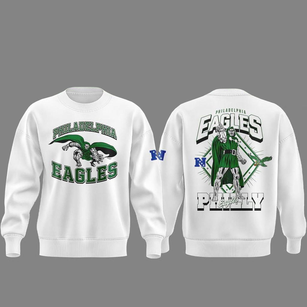 Unisex Philadelphia Eagles x Fan Draft 2026 Doctor Doom Graphic Sweatshirt for Football and Marvel Fans