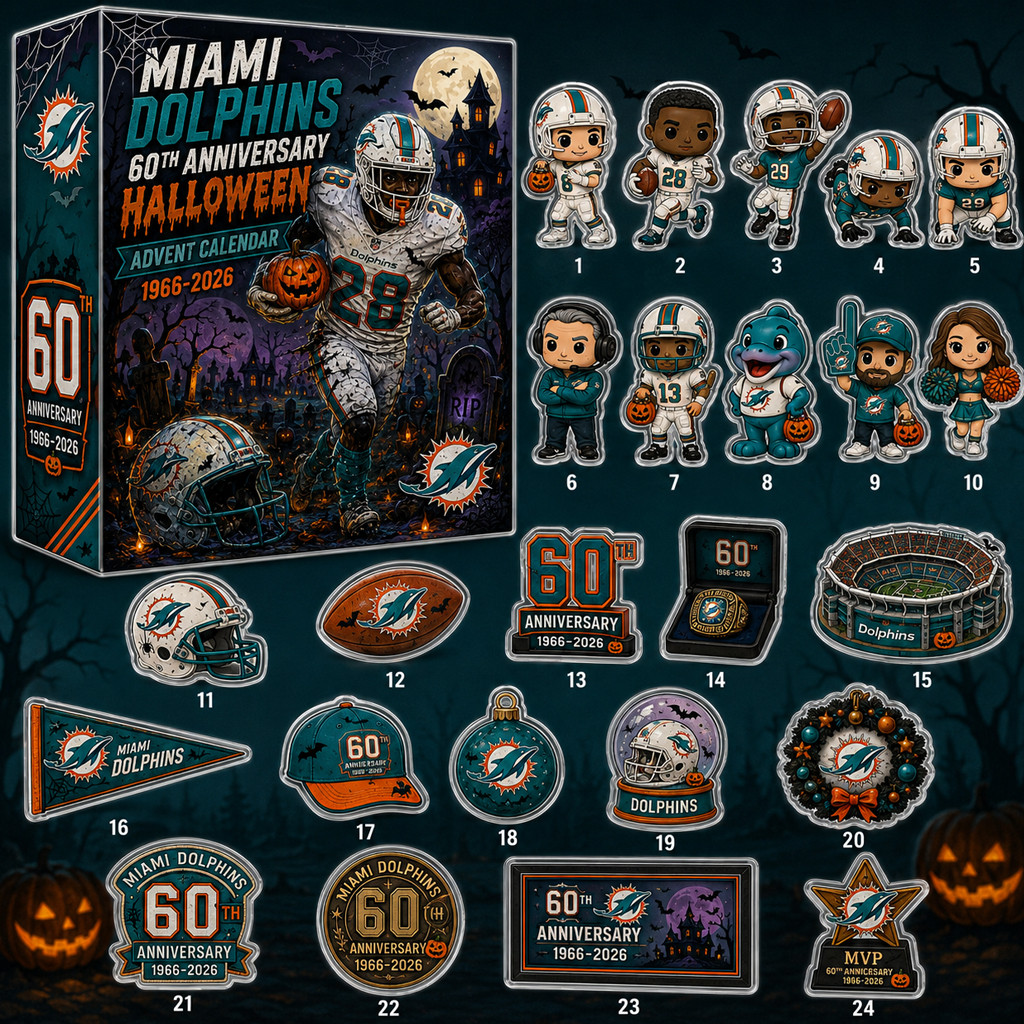 Miami Dolphins 60th Anniversary 2026 Halloween Advent Calendar for Football Fans