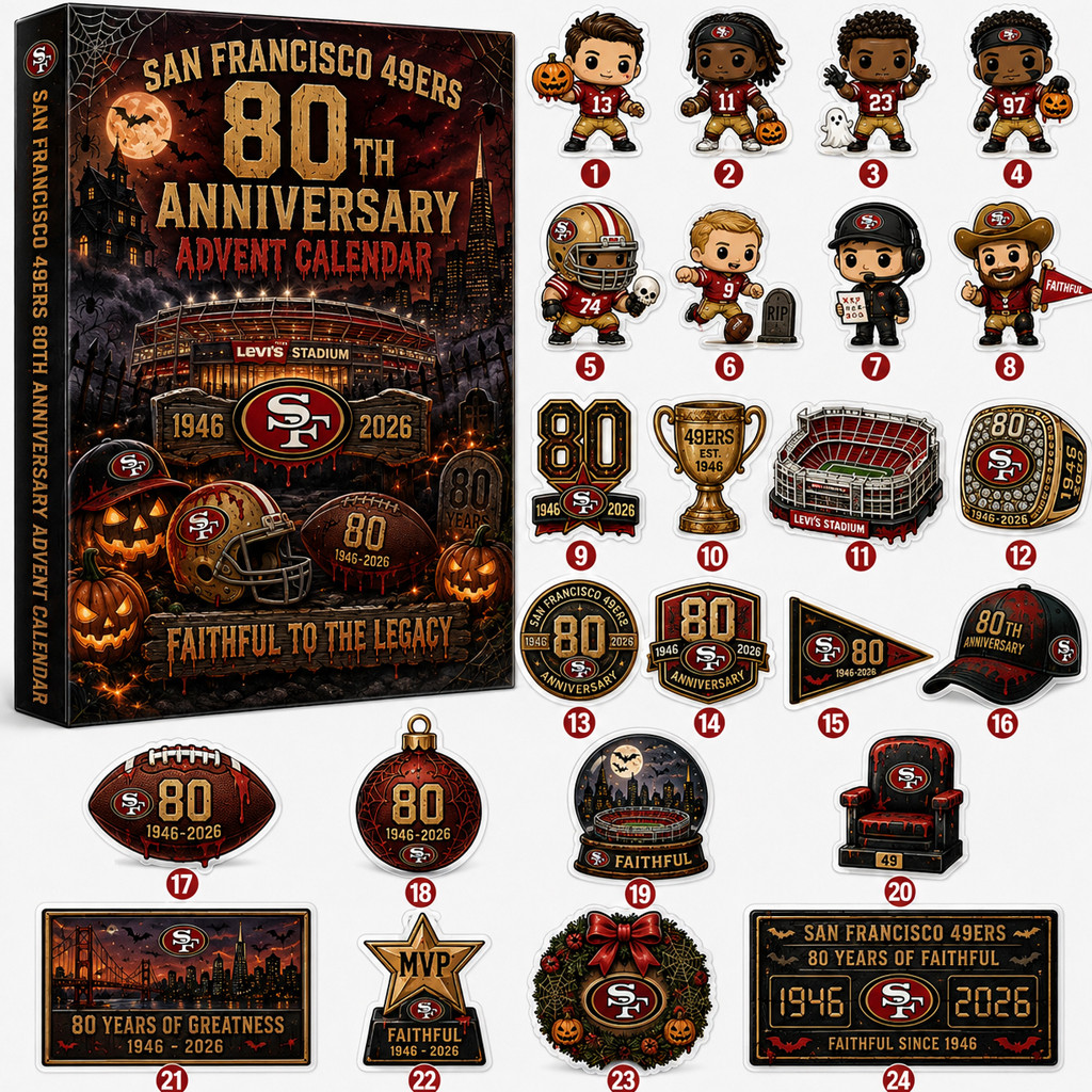 San Francisco 49ers 80th Anniversary 2026 Halloween Advent Calendar for Football Fans