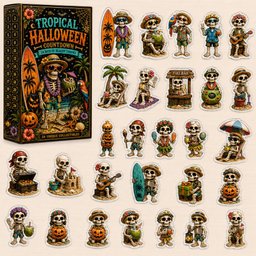 Beach Vacation Skeleton Halloween 2026 Countdown Advent Calendar