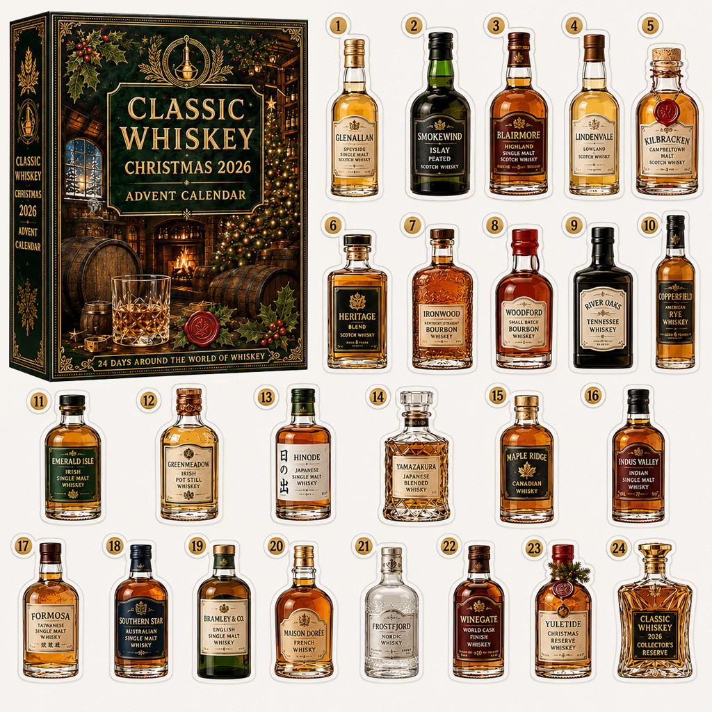 Classic Whiskey Christmas Advent Calendar 2026 for Whiskey Lovers