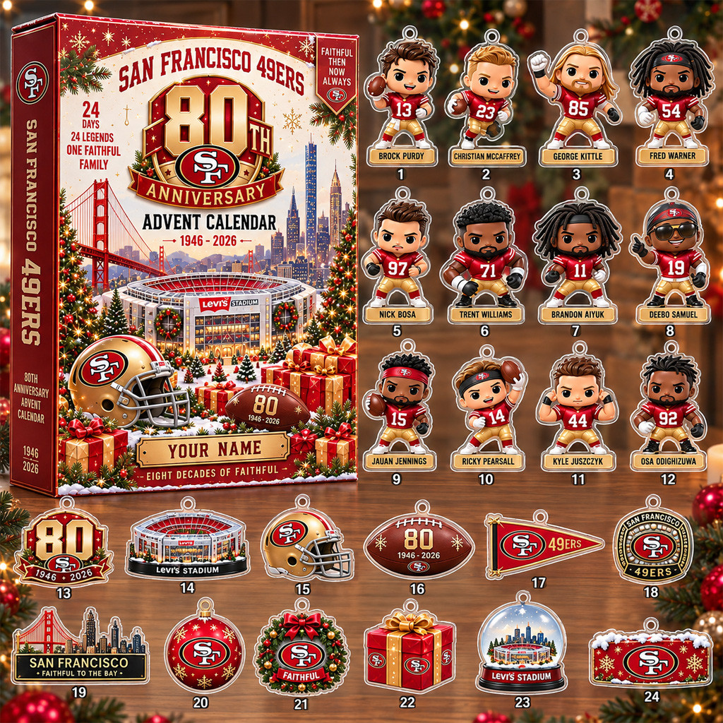 Custom Name San Francisco 49ers Christmas 2026 Anniversary Advent Calendar