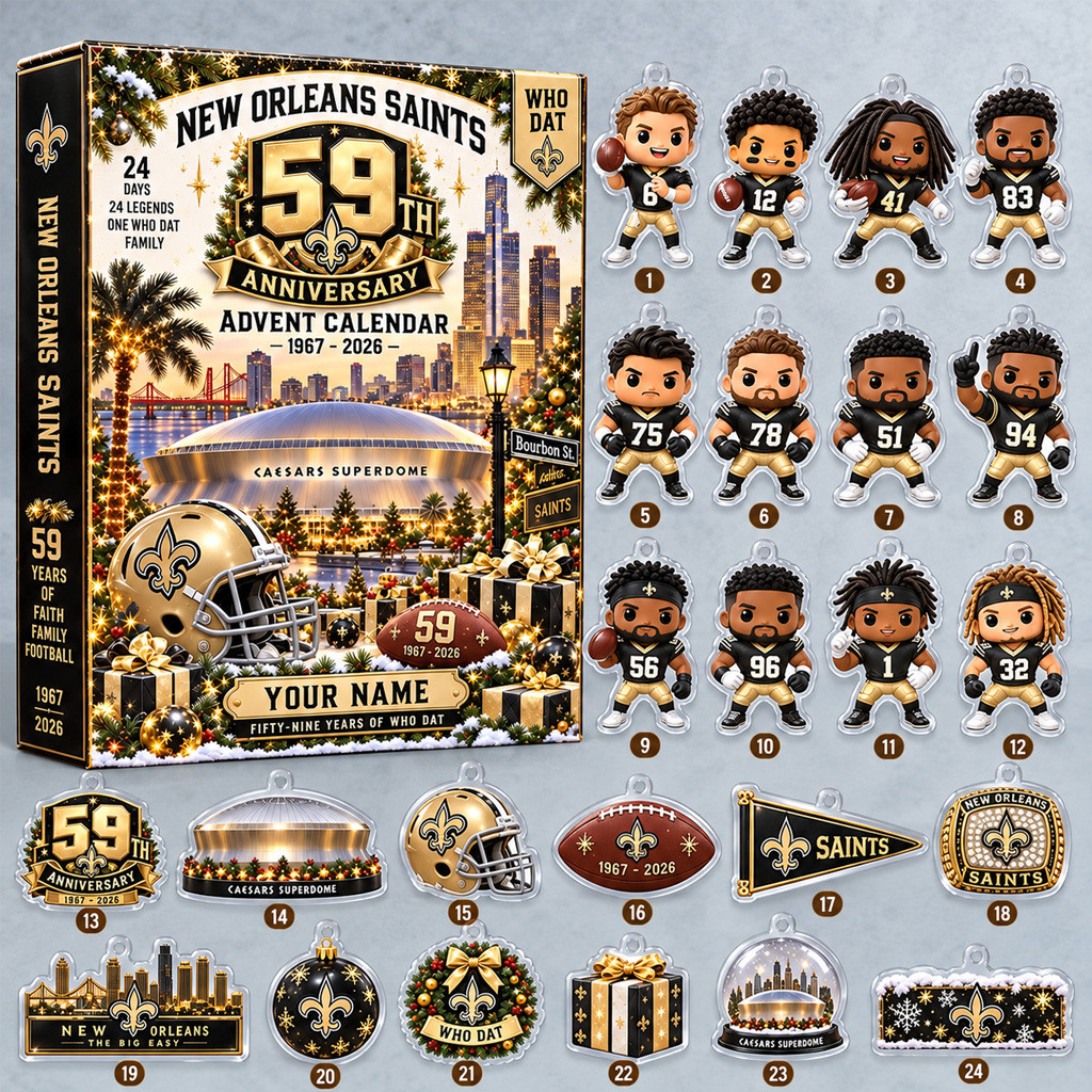 Custom Name New Orleans Saints 59th Anniversary Advent Calendar 2026 For Football Fans