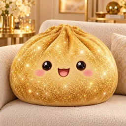 Personalize Cute Golden Glitter Baozi Throw Squishy Pillow Sparkly Gold Dumpling Soft Plush Decorative Cushion