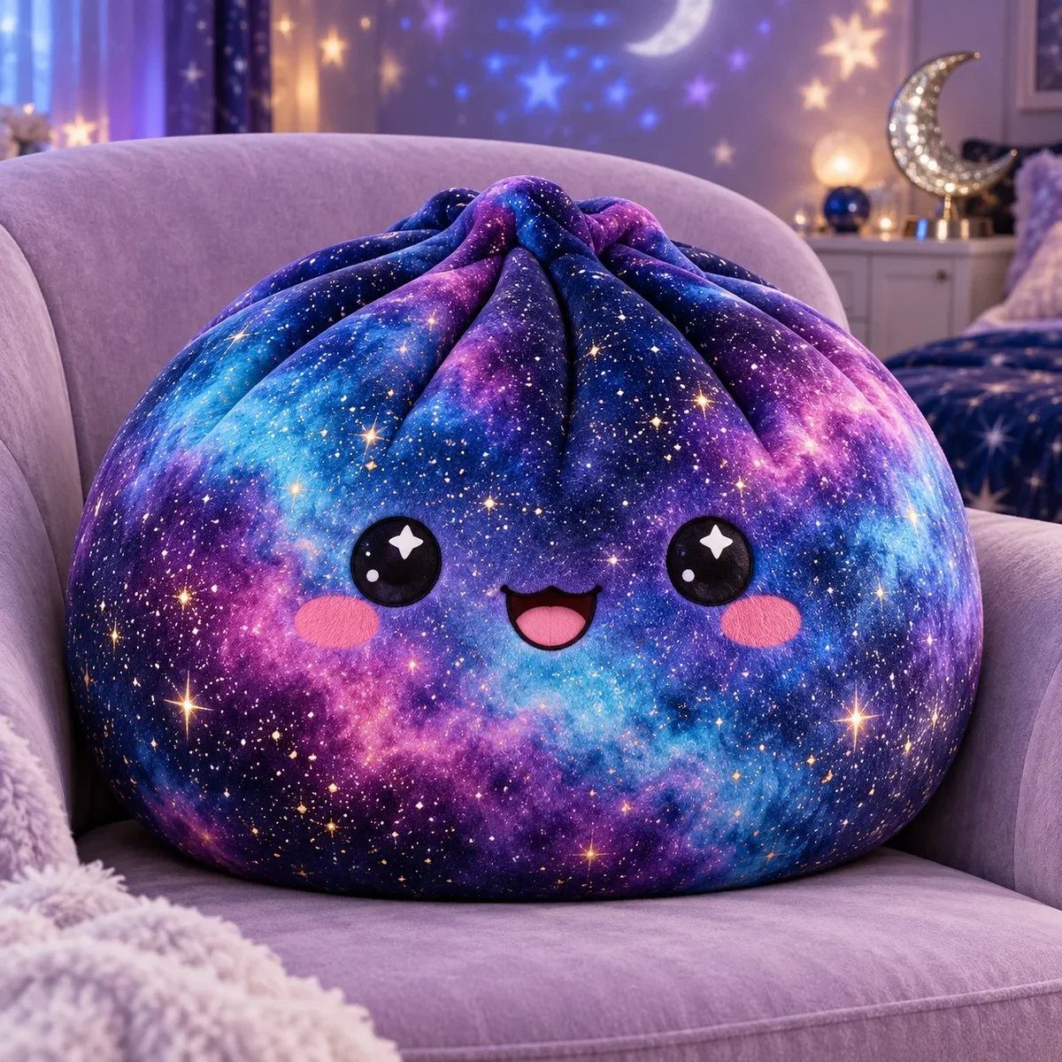Personalize Cute Galaxy Baozi Throw Squishy Pillow Purple Blue Starry Sky Dumpling Plush Decorative Cushion