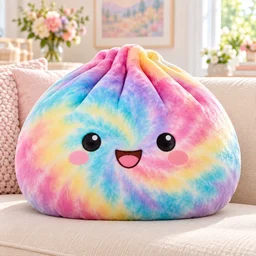 Personalize Cute Rainbow Tie Dye Baozi Throw Squishy Pillow Pastel Colorful Dumpling Soft Plush Decorative Cushion