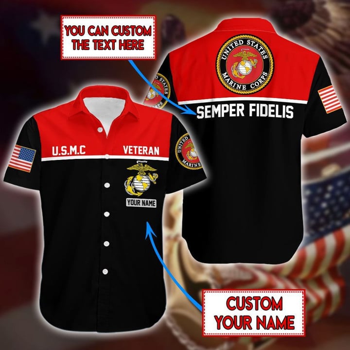 Personalized US Marine Corps Veteran Hawaiian Shirts