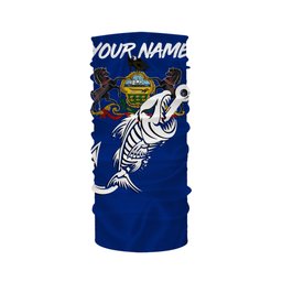 Fishing (Custom) Pa Pennsylvania Fishing Flag Fish Hook Skull Fishing Bandana - Neck Gaiter FishOnWear