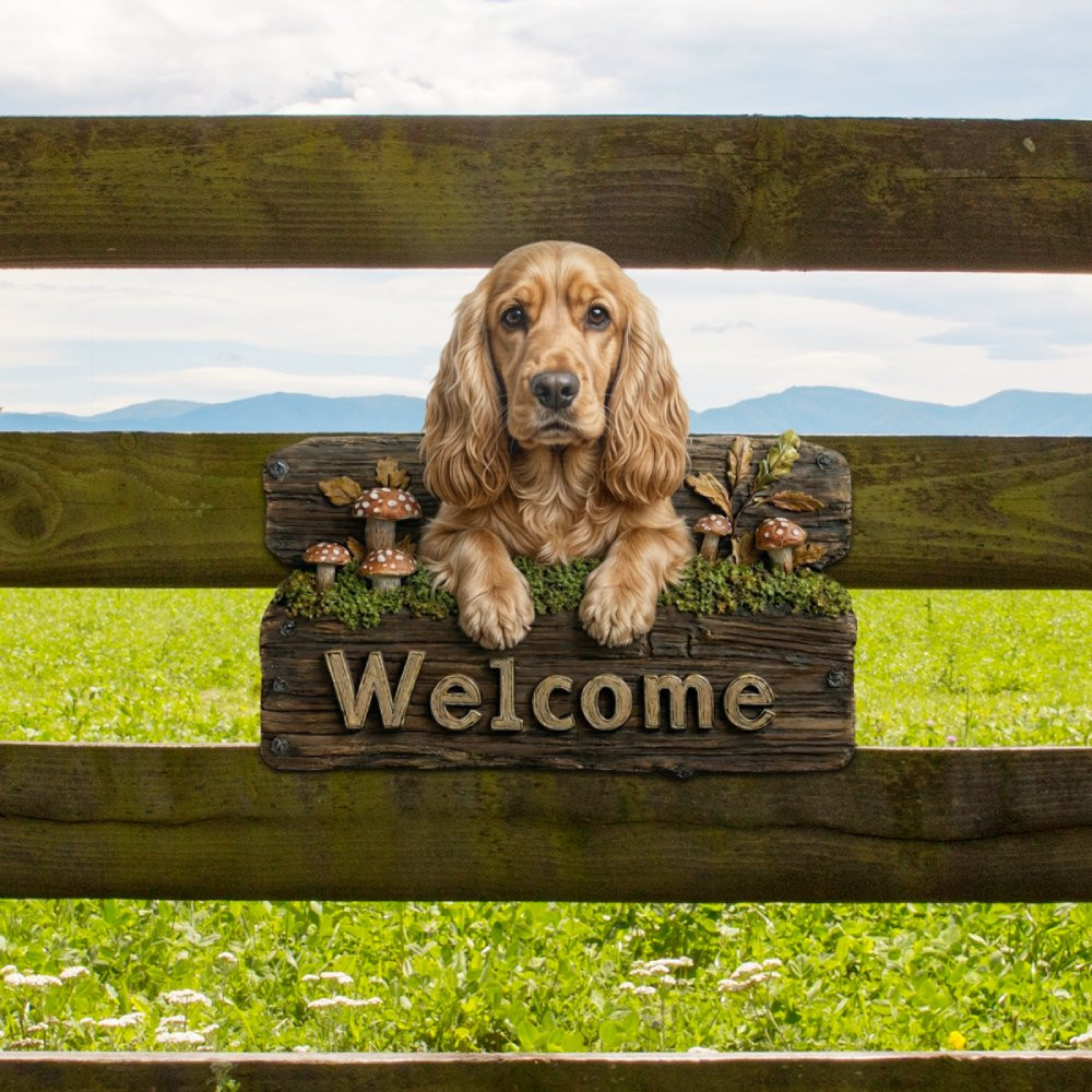 Cocker Spaniel Welcome Cut Metal Sign - Paw Gift