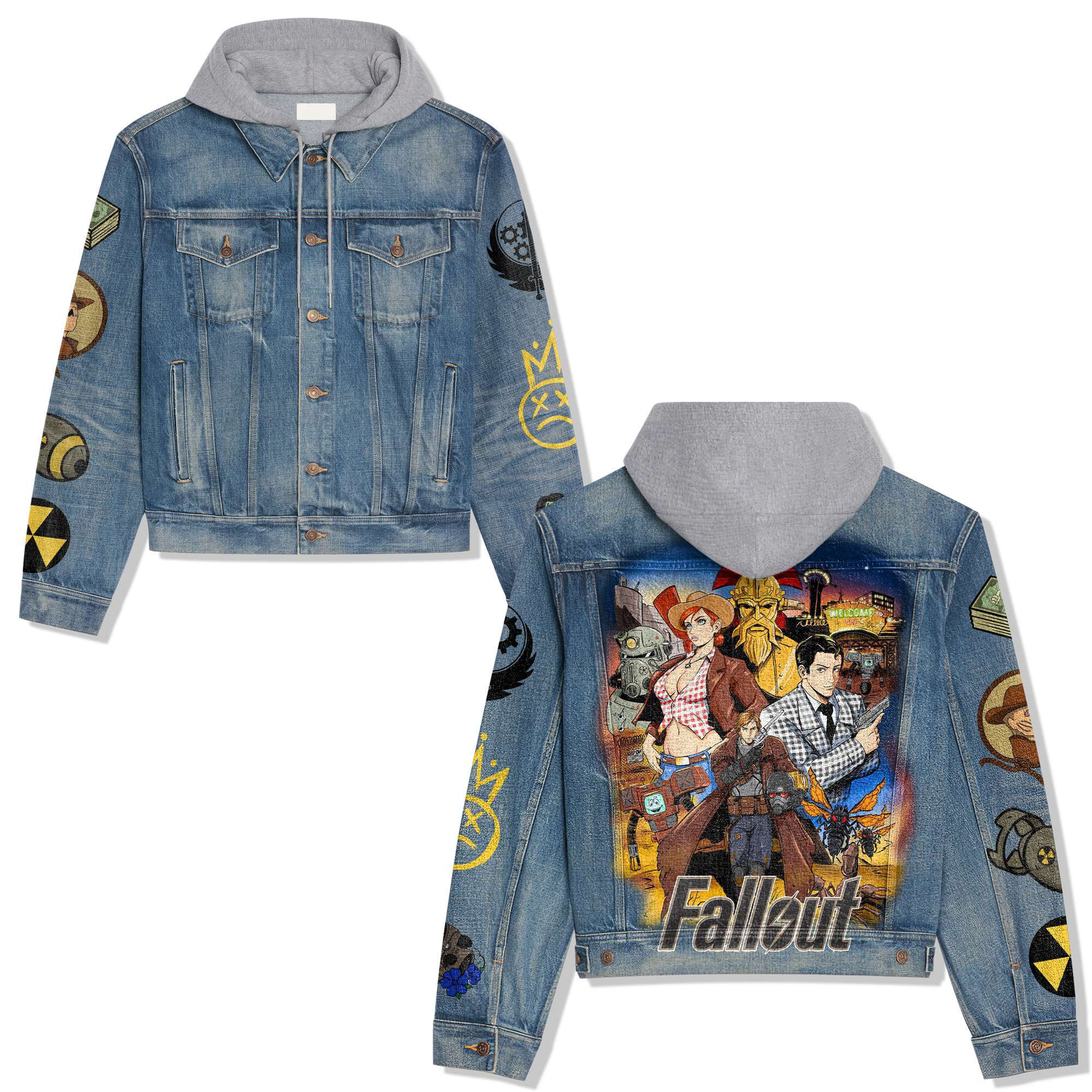 Fallout Hooded Denim Jacket Ah 040501 - Verrafashion