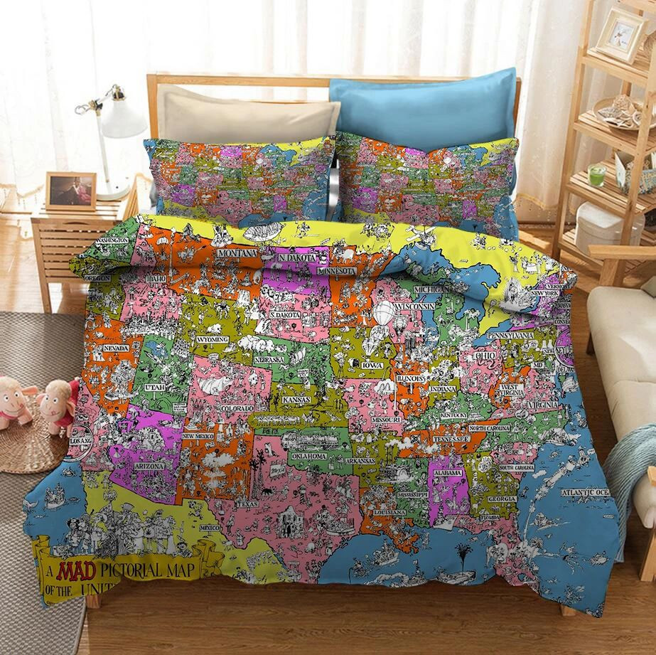 Map of the World Duvet Quilt Bedding Set - Verrafashion