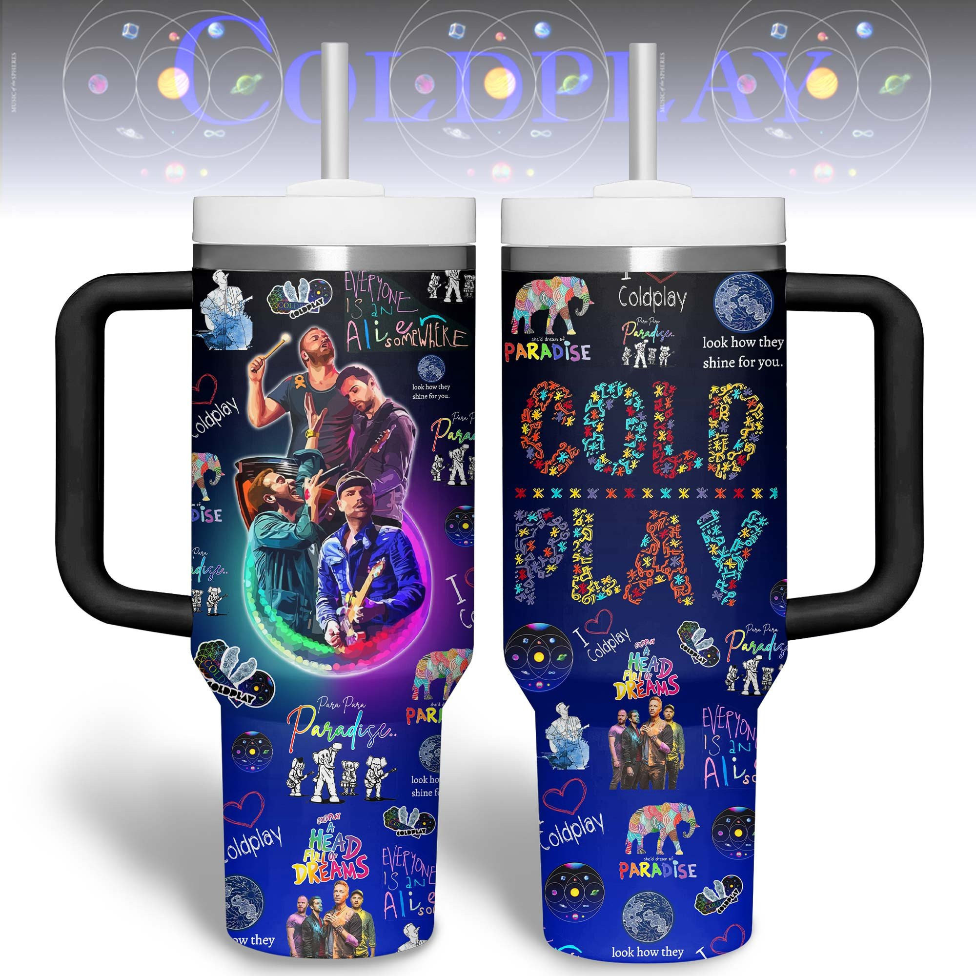Coldplay Music Custom Stanley Quencher 40oz Stainless Steel Tumbler ...