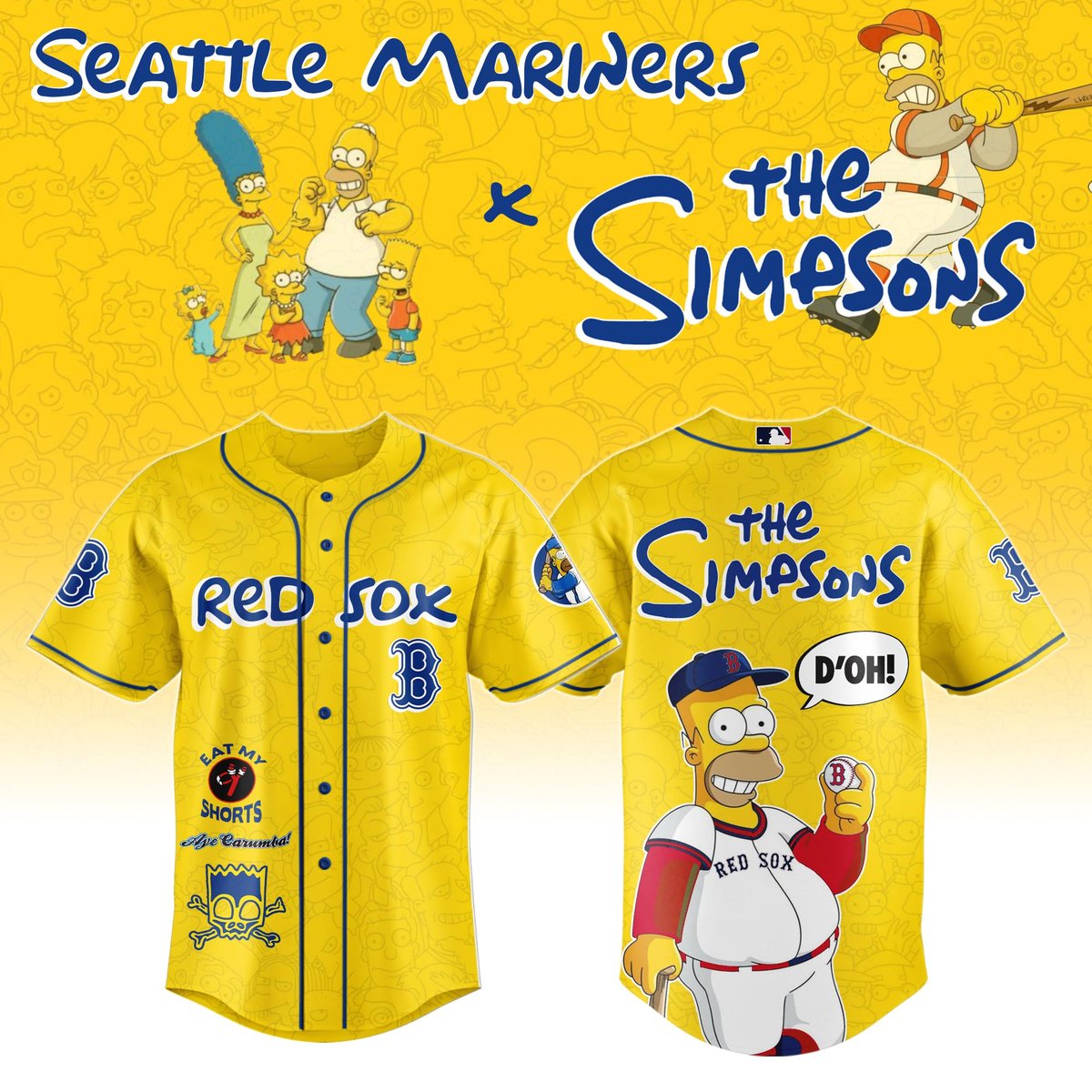 Simpson Boston Boston Red Sox MLB x The Simpsons Personalized New Baseball Jersey For ...