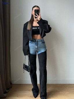 High-rise women’s denim jeans with straight-leg fit by JEANSIJ