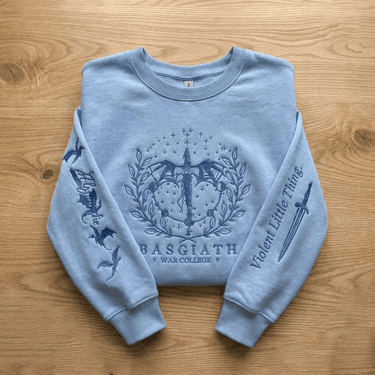 Fourth Wing Embroidered Sweatshirt, Bookish Merch, Violet Sorrengail Dragons Romantasy Gift