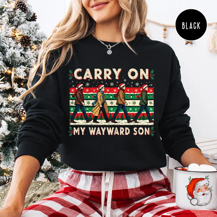 Carry On My Wayward Son Supernatural Christmas, Wiinchester Brothers Abbey Road, Saam Dean Castiel Xmas Gift, Tshirt Hoodie Sweatshirt