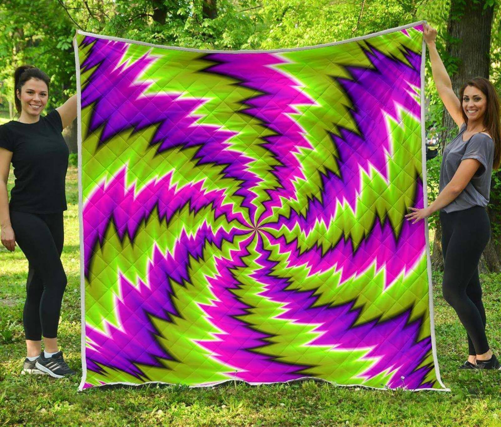 Green Vortex Moving Optical Illusion 3D Customized Quilt - DESIGN2LUX