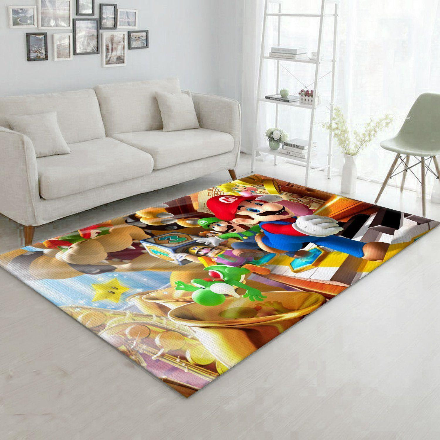 Mario Area Rug Bedroom Rug, Gift For Fan Rug Home Decor Floor Decor ...