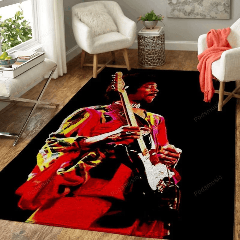 Jimi Hendrix Guitar 3 Music Legend Art Area Rug Living Room Rug Home D ...