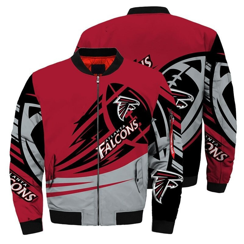 Falcons Knit Pattern Atlanta Falcons Ultra-Ball Pattern Bomber Jacket - Red/ Grey - Lauradintino
