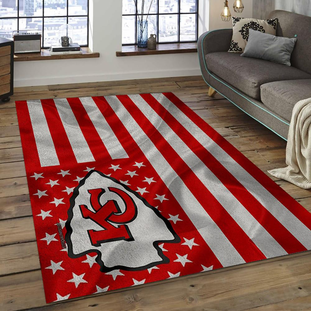 NFL Kansas City Chiefs Football Team Logo Rectangle Area Rug KSCC39 ...