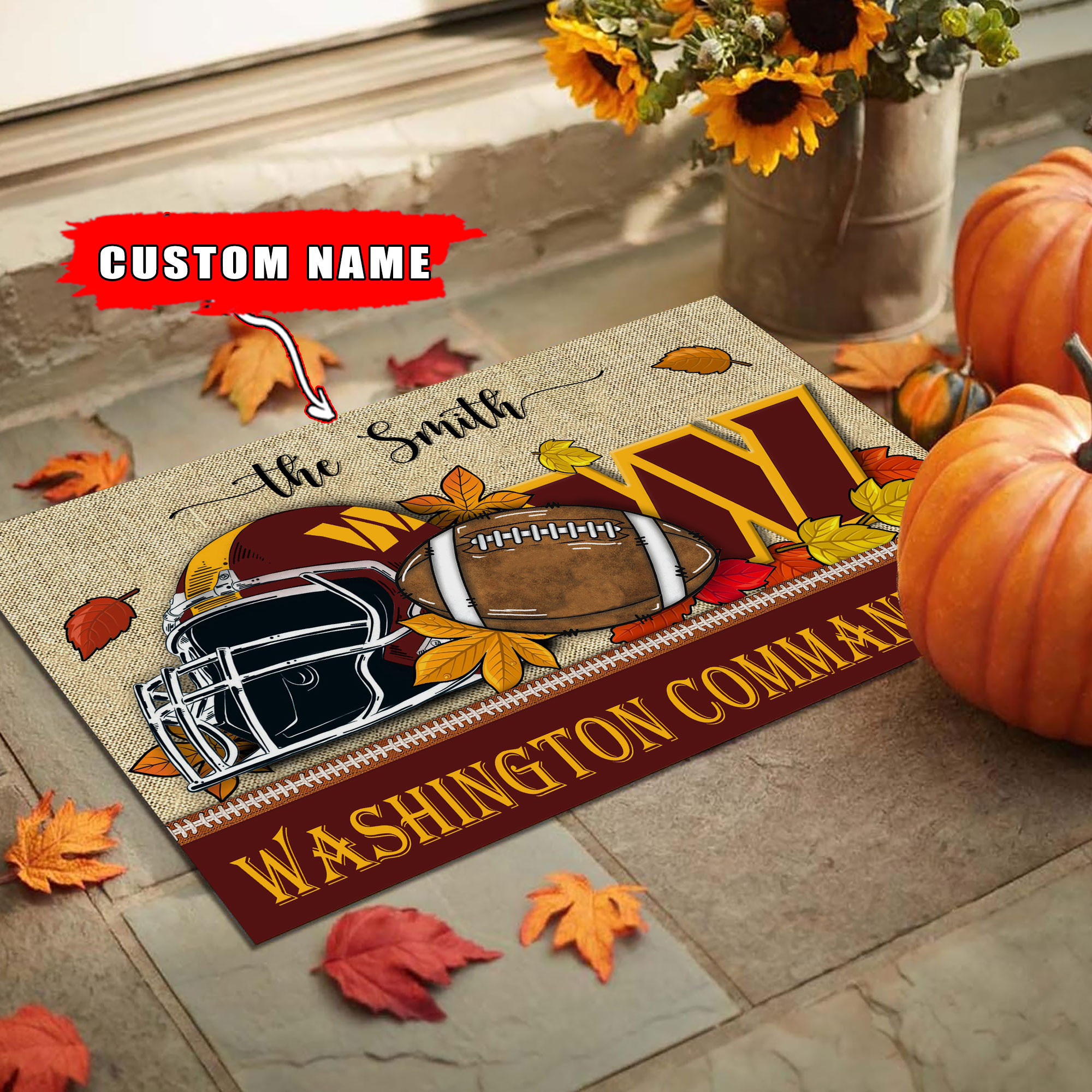 Commanders Decor Washington Commanders Football Doormat Home Decor Gift For Fans ...