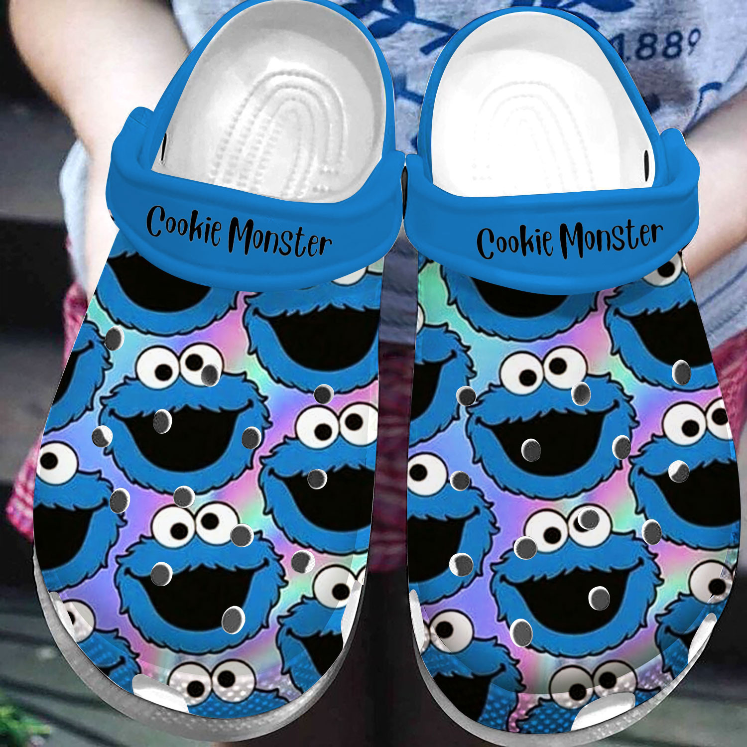 Cookie Monster Blue Clogs, Comfy Footwear - Lauradintino