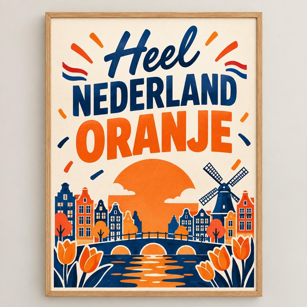 Heel Nederland oranje — Canvas
