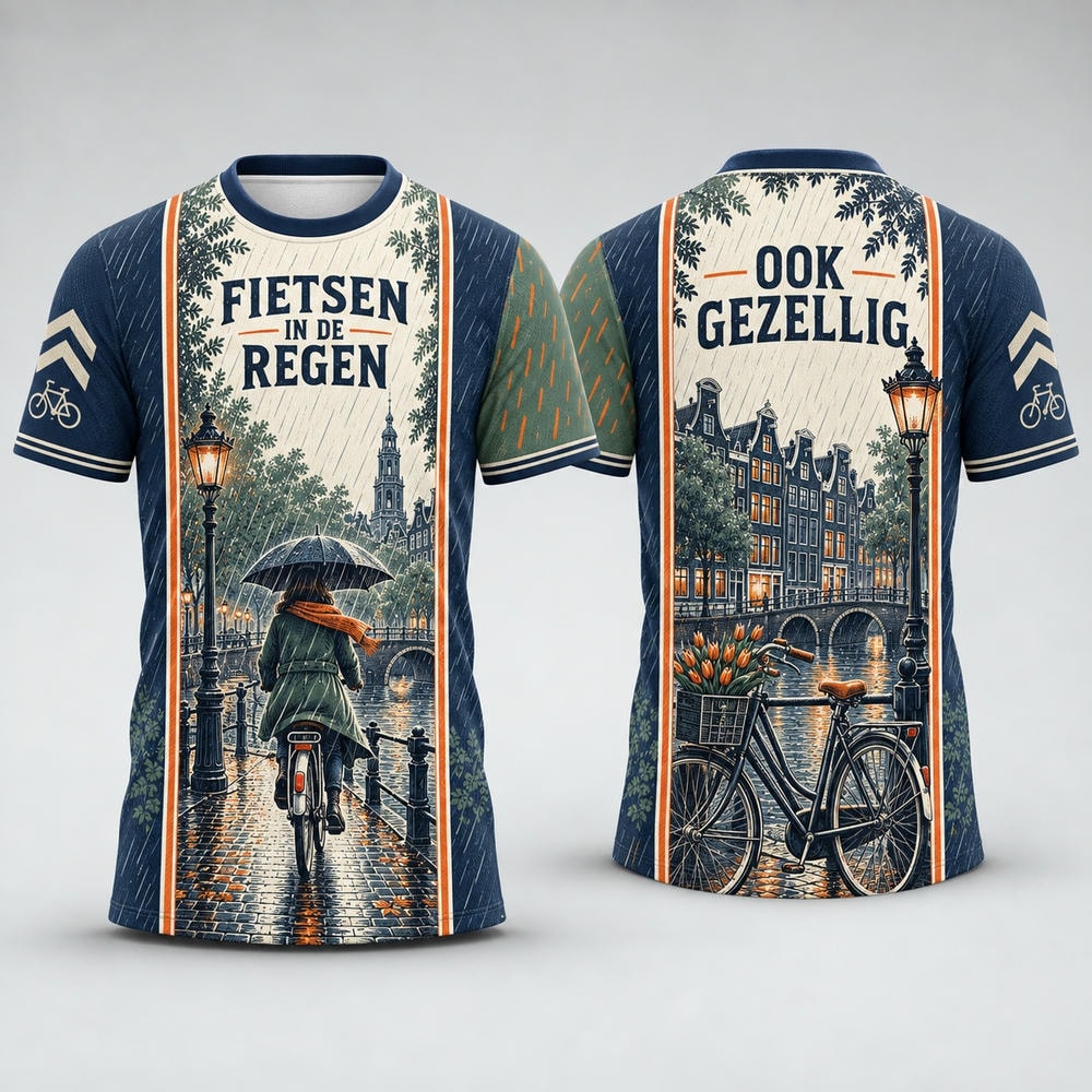 Fietsen in de Regen — T Shirt