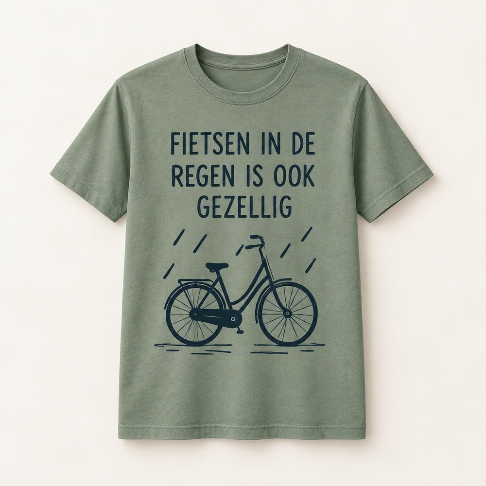 Fietsen in de regen is ook gezellig — T Shirt