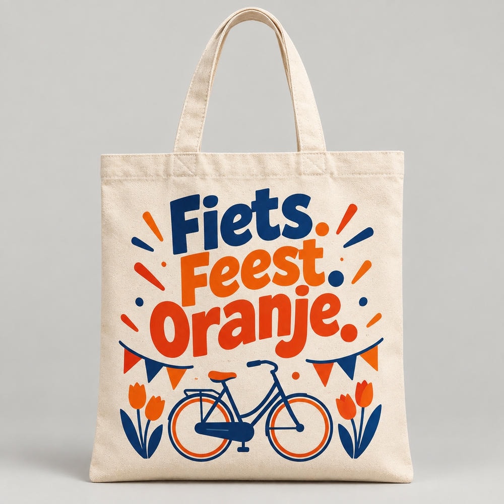 Fiets. Feest. Oranje. — Tote bag