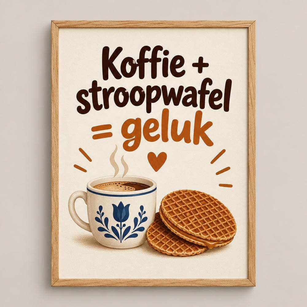 Koffie + stroopwafel = geluk — Canvas