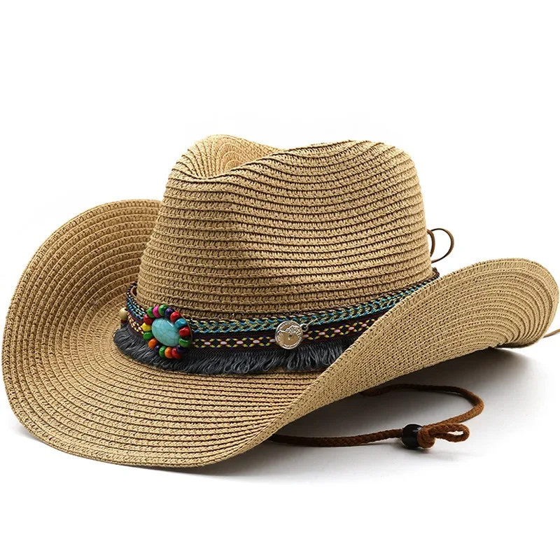 Western Cowboy Straw Hat Wide Brim UV Protection Summer  display picture 1