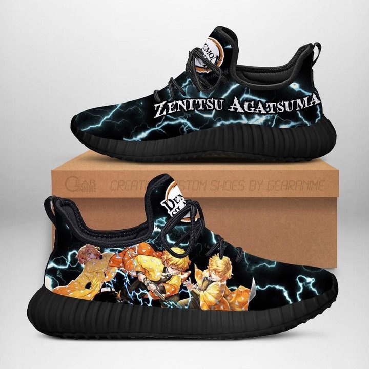 Zenitsu Sneakers Custom Thunder Breathing Anime Demon Slayer Shoes DE4 ...