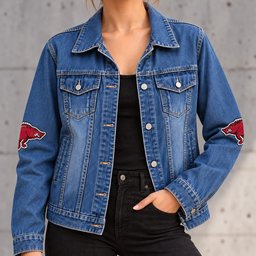 Arkansas Razorbacks Denim Jacket - Front View