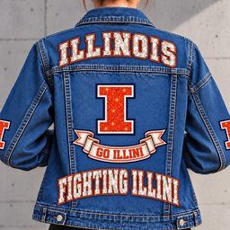 Illinois Fighting Illini Denim Jacket - Full Back View