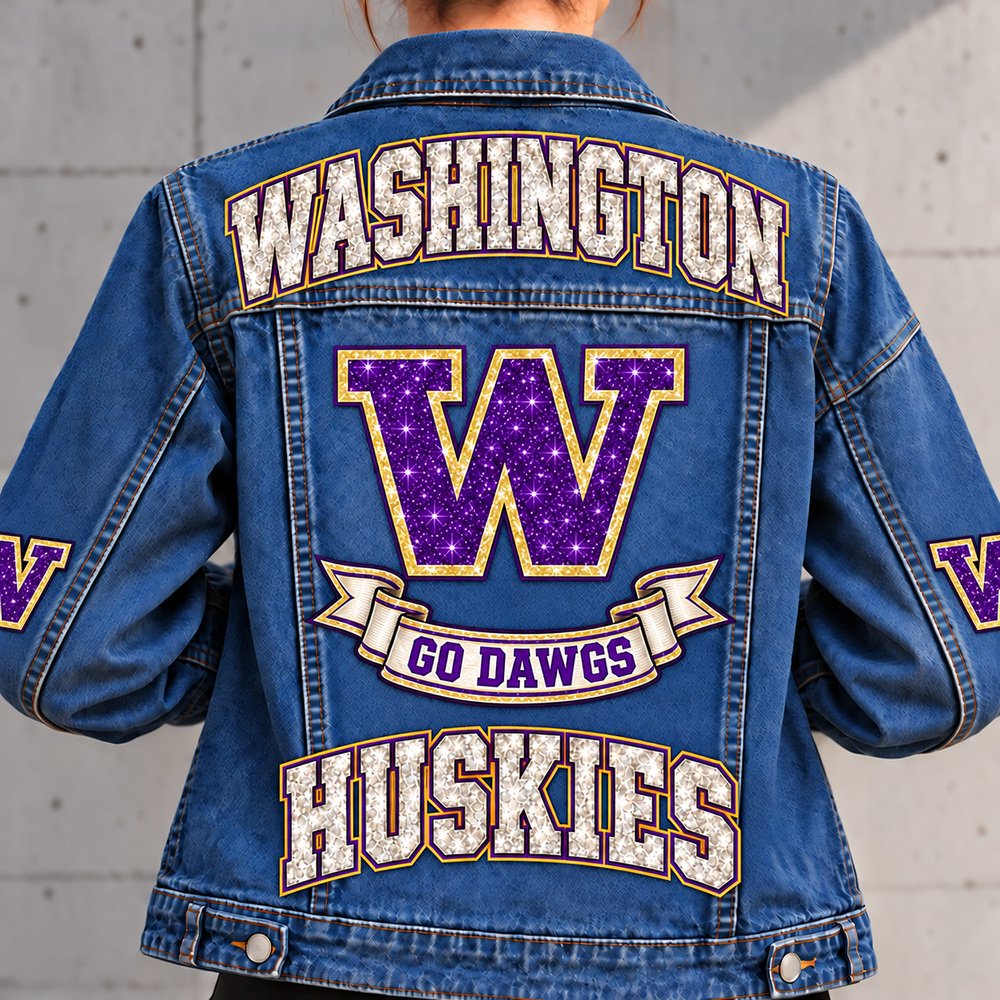 WA Huskies Denim Jacket - Full Back View