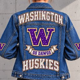 WA Huskies Denim Jacket - Full Back View