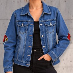 Louisville Cardinals Denim Jacket - Front View
