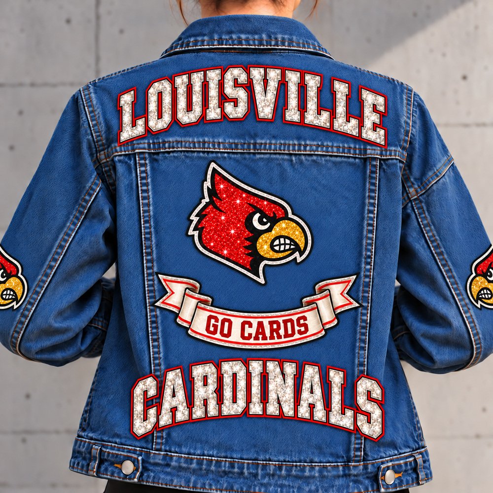 Louisville Cardinals Denim Jacket - Full Back View