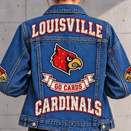 Louisville Cardinals Denim Jacket - Full Back View