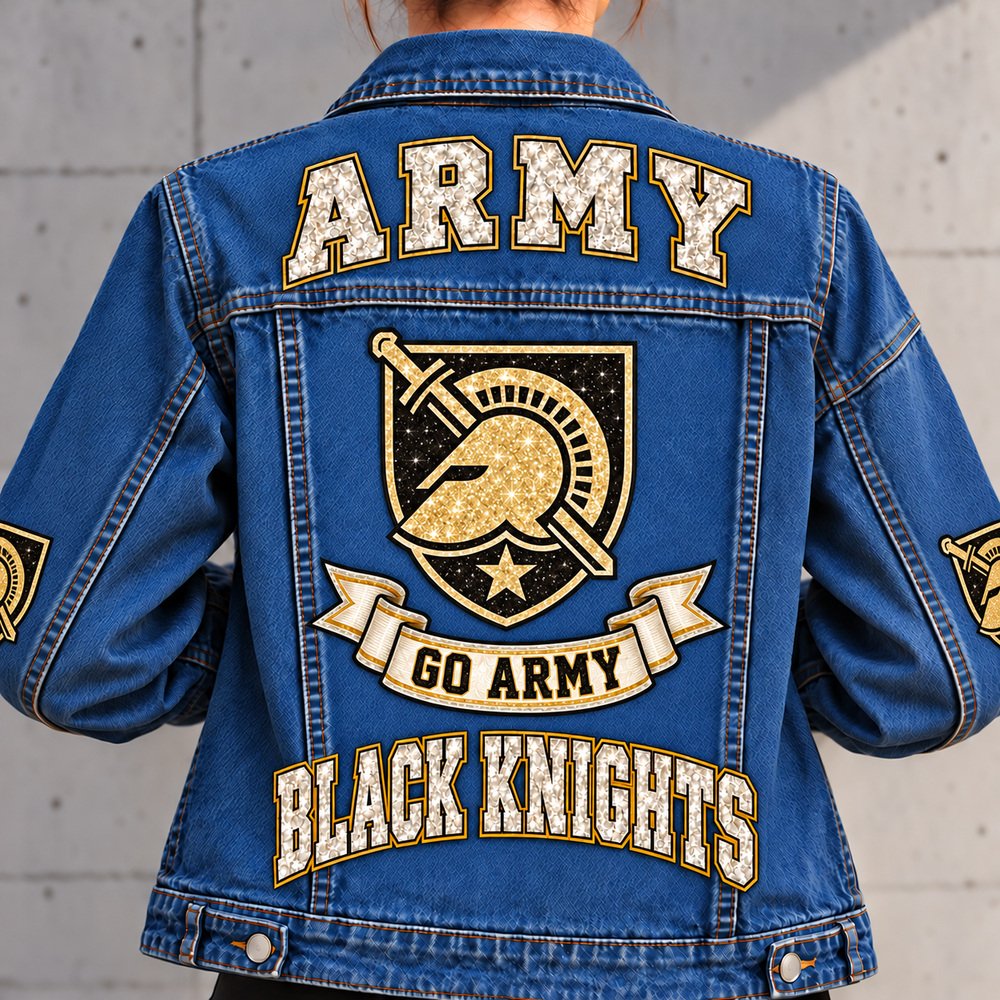 Army Black Knights Denim Jacket - Full Back View