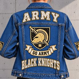 Army Black Knights Denim Jacket - Full Back View