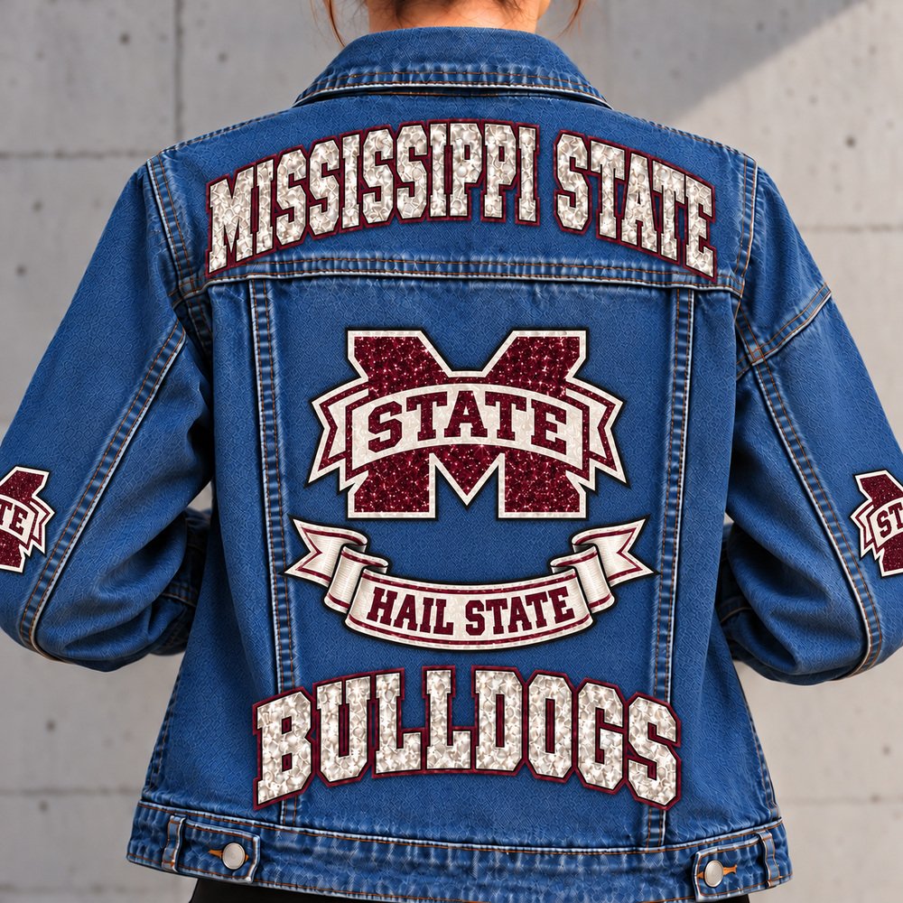Mississippi State Bulldogs Denim Jacket - Full Back View